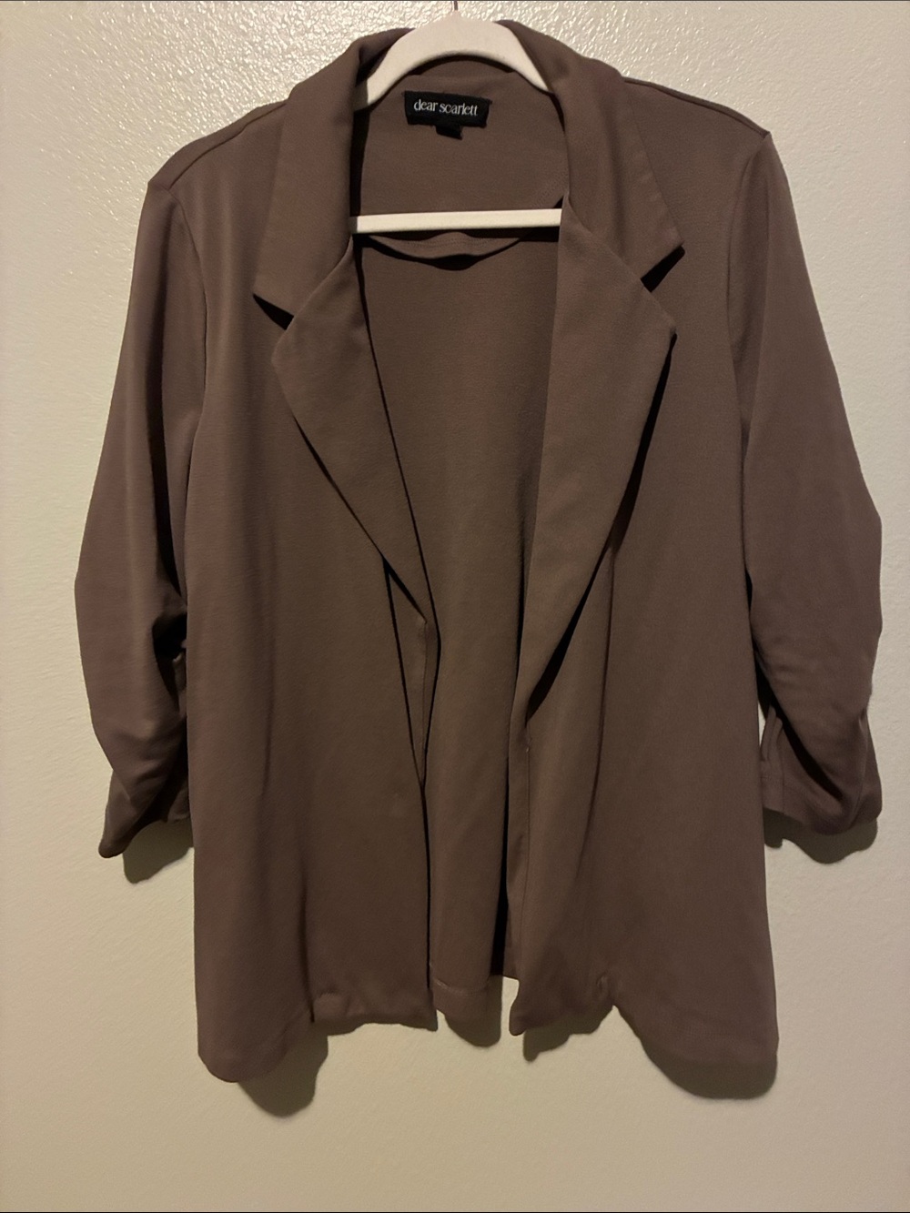 Dear Scarlett Taupe Open-Front Blazer Jacket